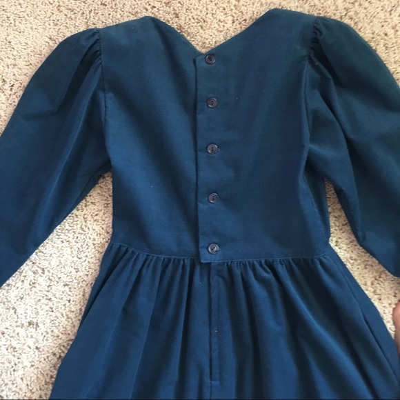 Fine corduroy teal blue dress - Picture 2 of 5